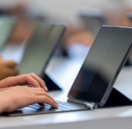 hand on computer