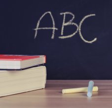 books and chalkboard