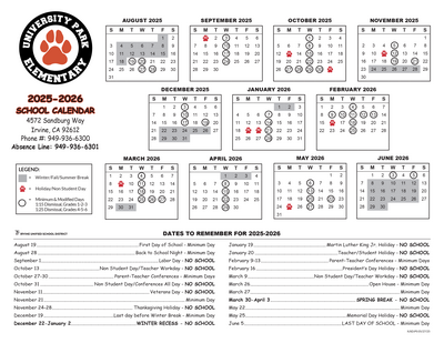 University Park Calendar